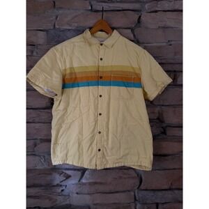 California Cowboy Mens High Water Shirt Yellow Terry Lined Stripe Large L
